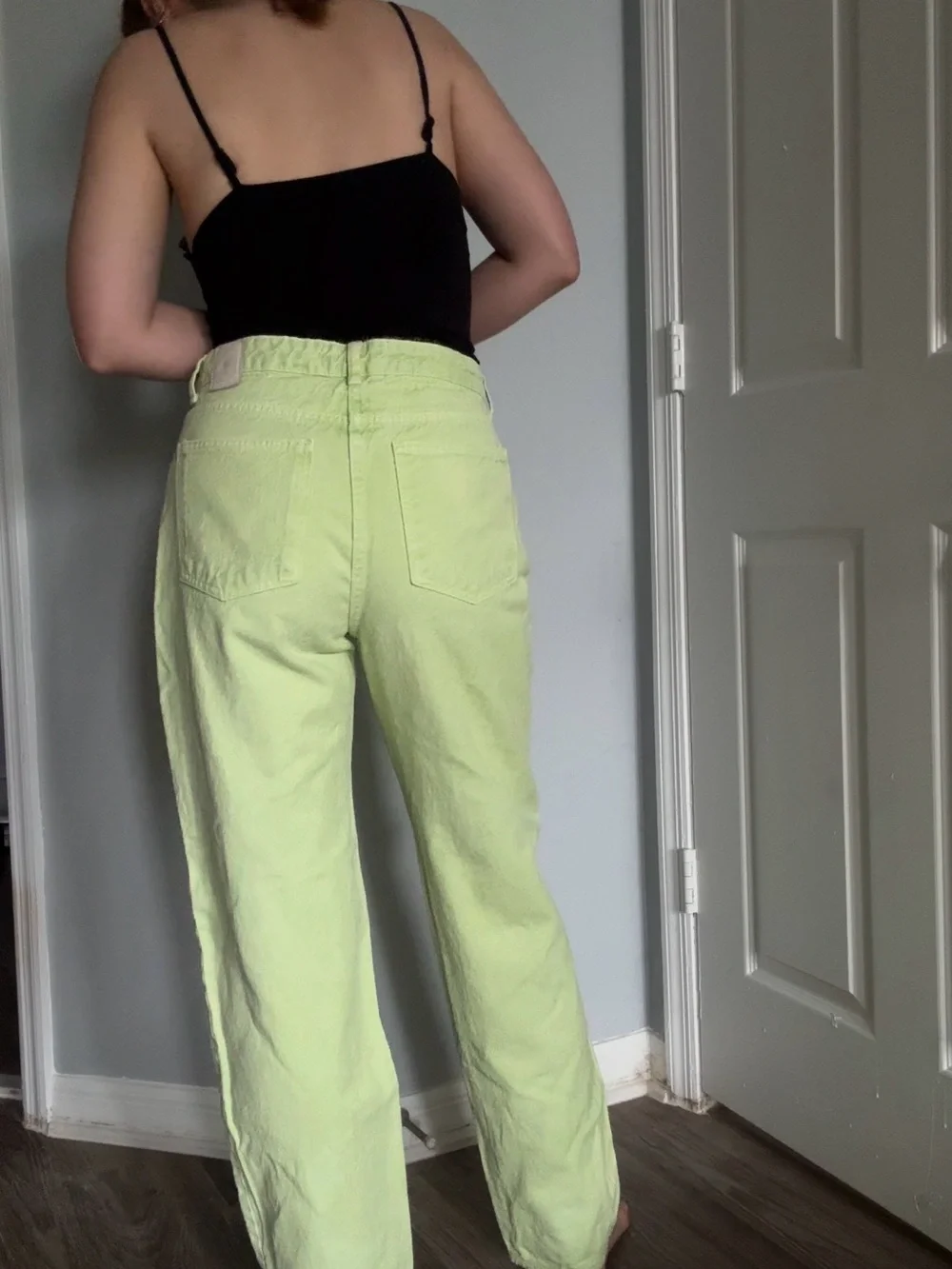 Zara Light Green Straight Leg Jeans